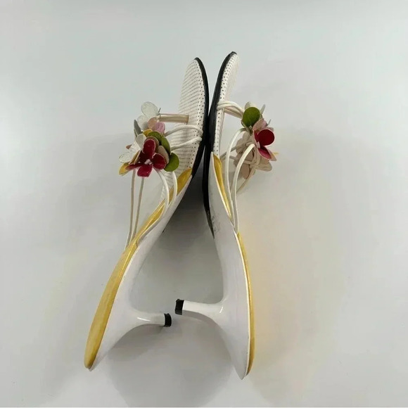 Sam & Libby kitten heels 6 Italian leather floral flip flop y2k barbiecore - Picture 6 of 13